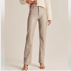 Abercrombie & Fitch tan High Rise Pants - Coated